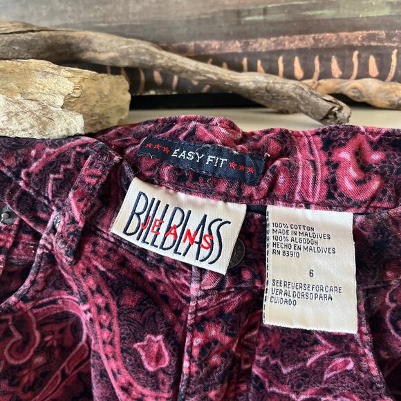 Vintage "Bill Blass Jeans" Soft Velvet Burgundy Paisley Pants - Picture 5 of 5